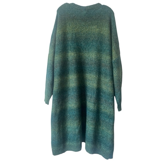 NWT Talisman Eclipse Green Ombre Open Front Midi Length Cardigan One Size - Picture 12 of 12